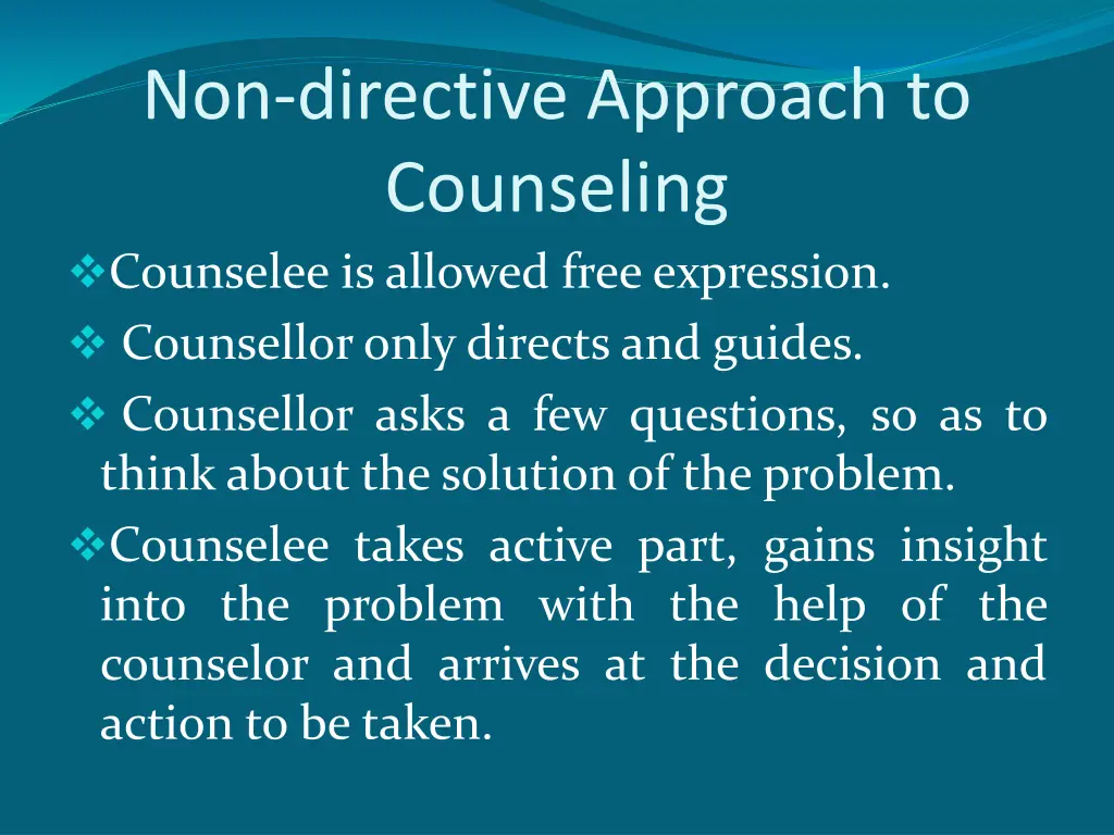 non directive approach to counseling counselee