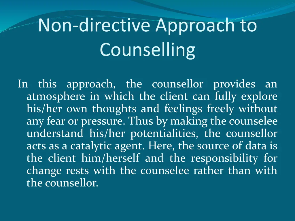 non directive approach to counselling