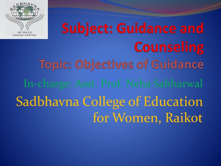in charge asst prof neha sabharwal sadbhavna
