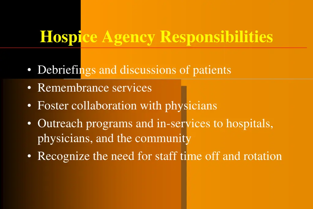 hospice agency responsibilities