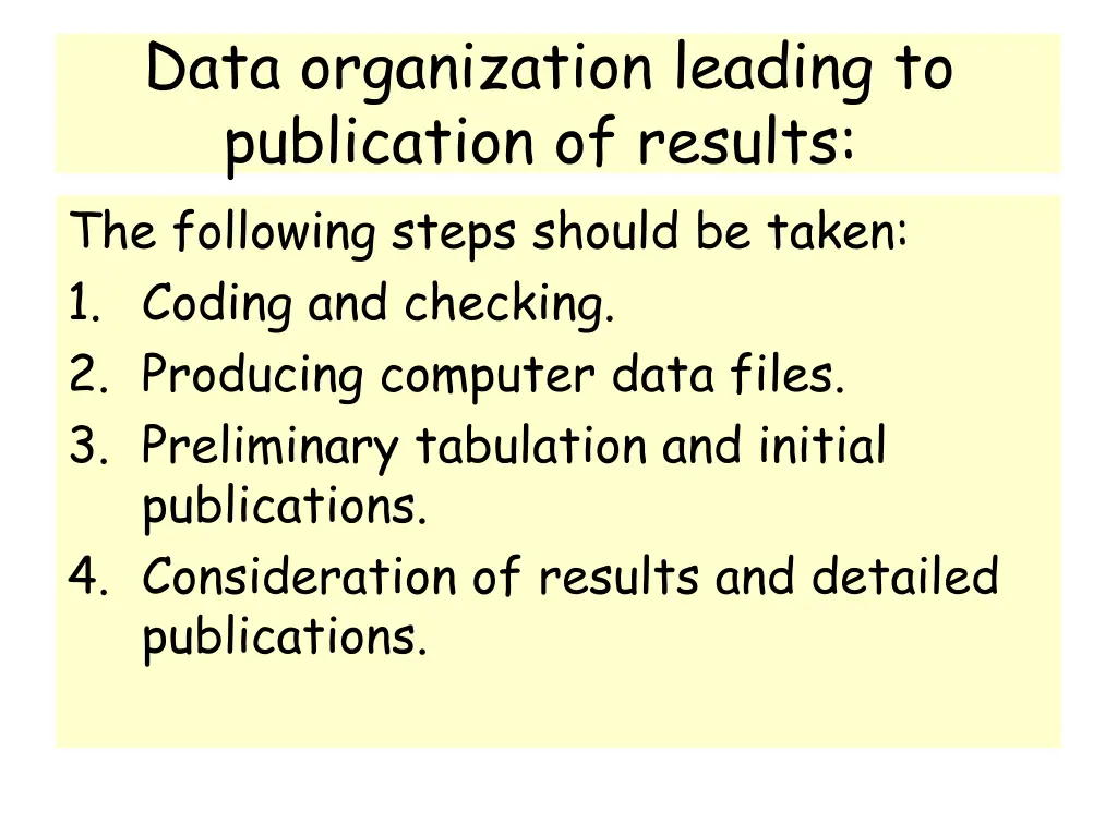 data organization leading to publication