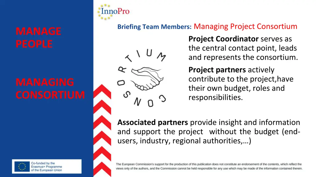 briefing team members managing project consortium