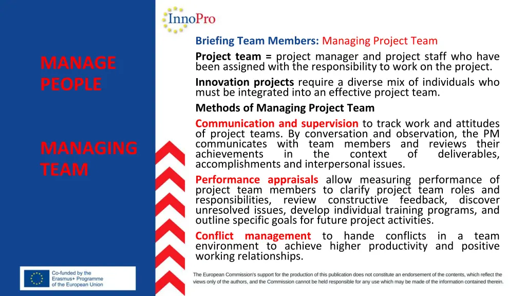 briefing team members managing project team