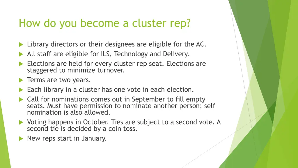 how do you become a cluster rep