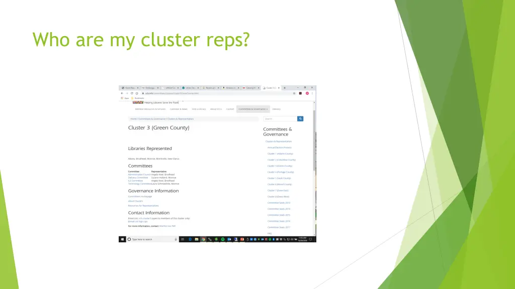 who are my cluster reps