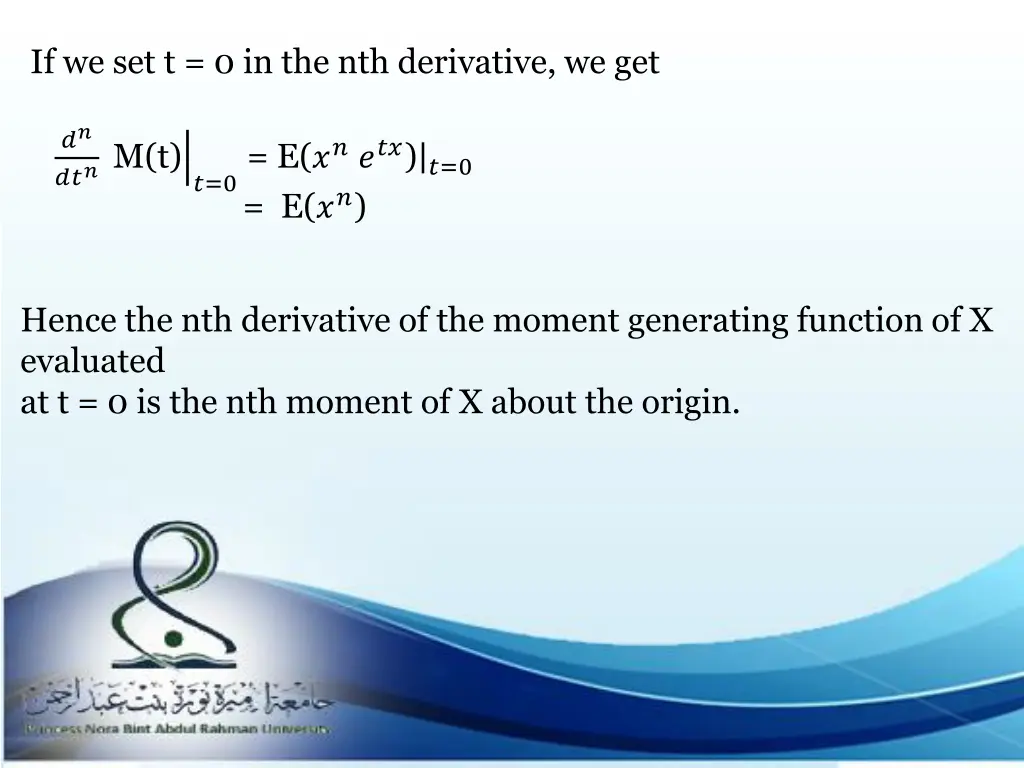 if we set t 0 in the nth derivative we get