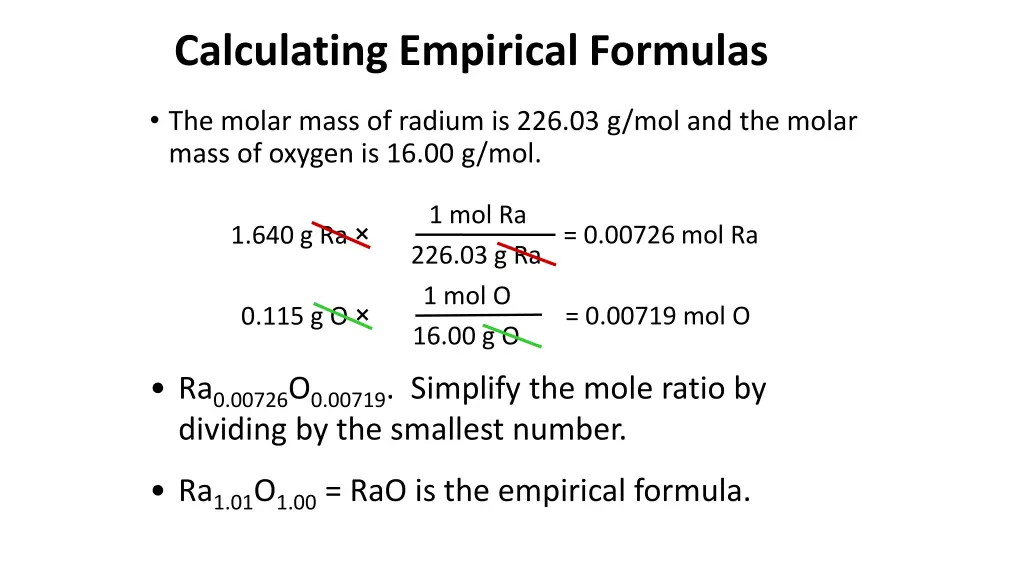 calculating empirical formulas 1