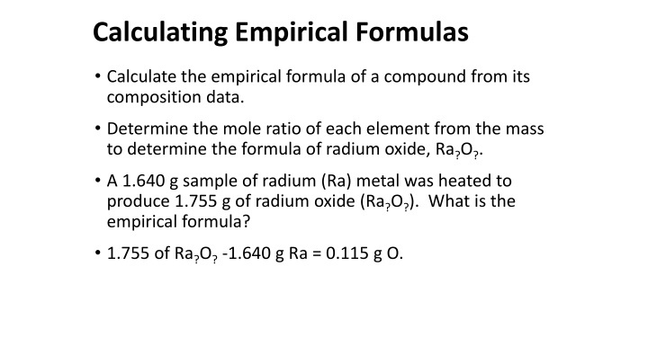 calculating empirical formulas