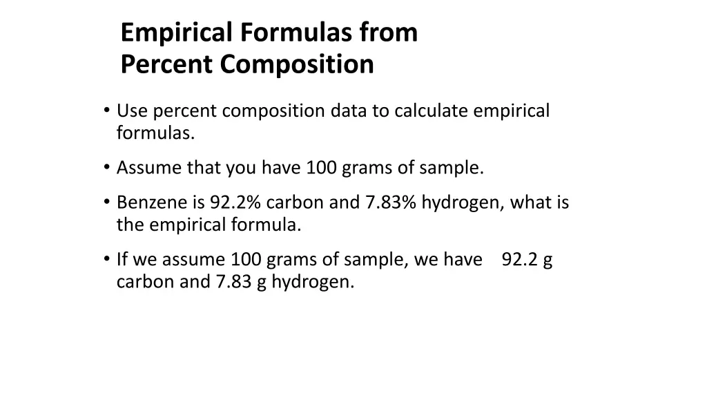 empirical formulas from percent composition