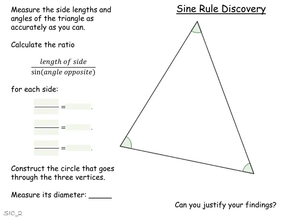 sine rule discovery 13