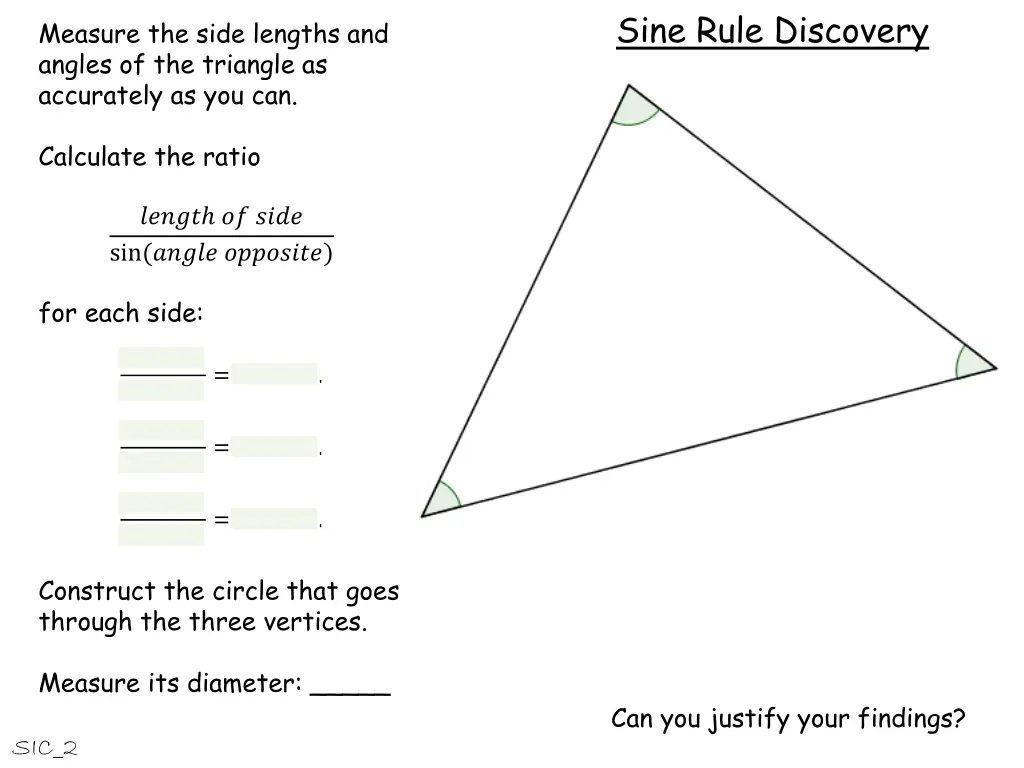 sine rule discovery 23