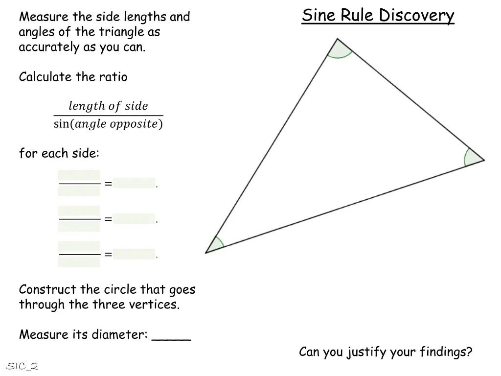 sine rule discovery 28