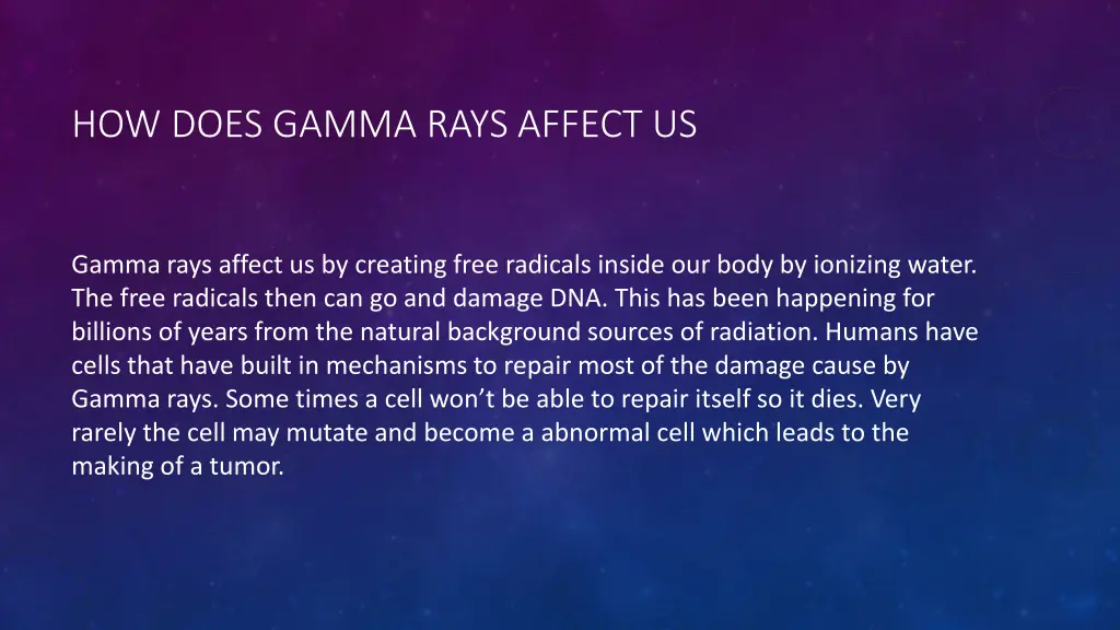 how does gamma rays affect us