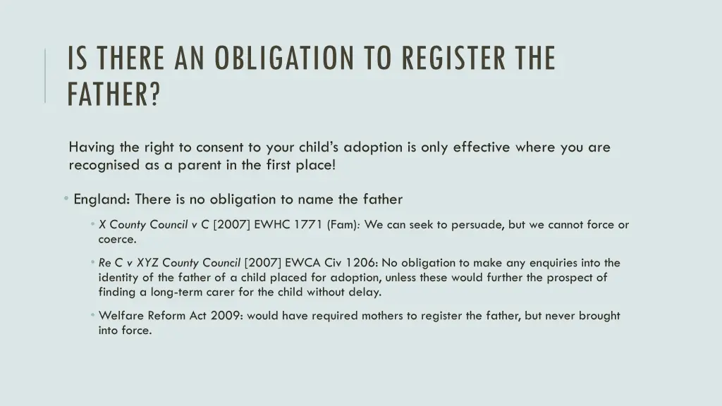 is there an obligation to register the father