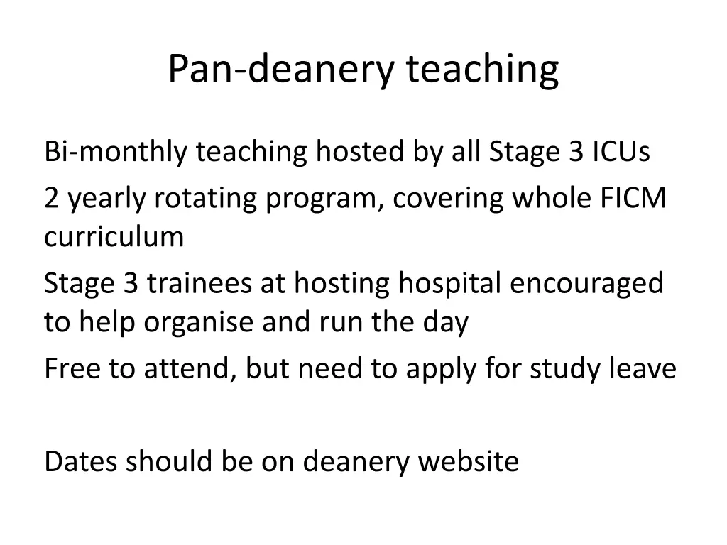 pan deanery teaching