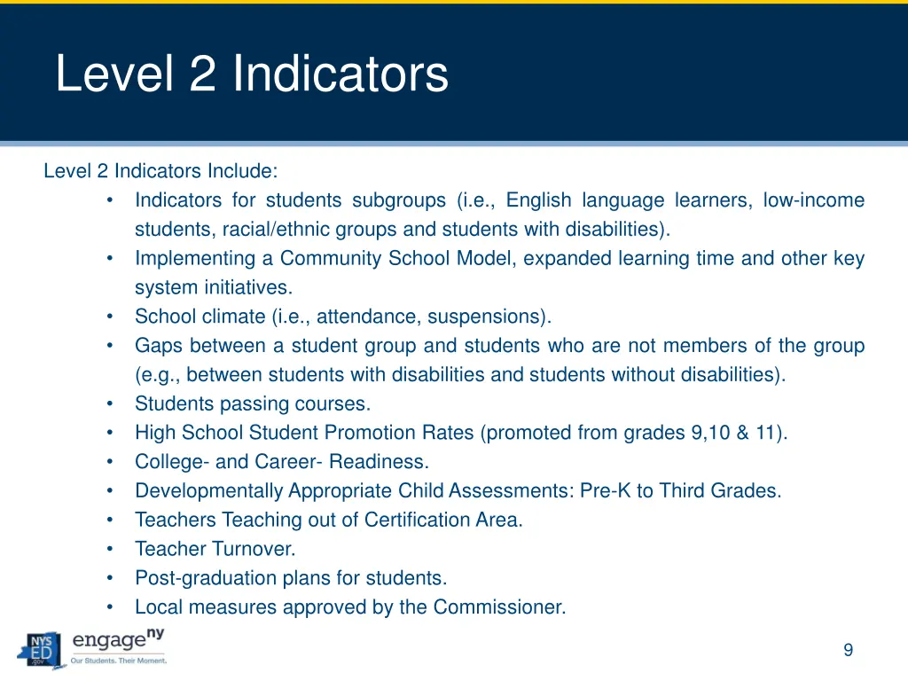 level 2 indicators