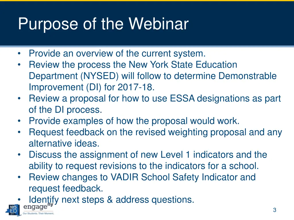 purpose of the webinar