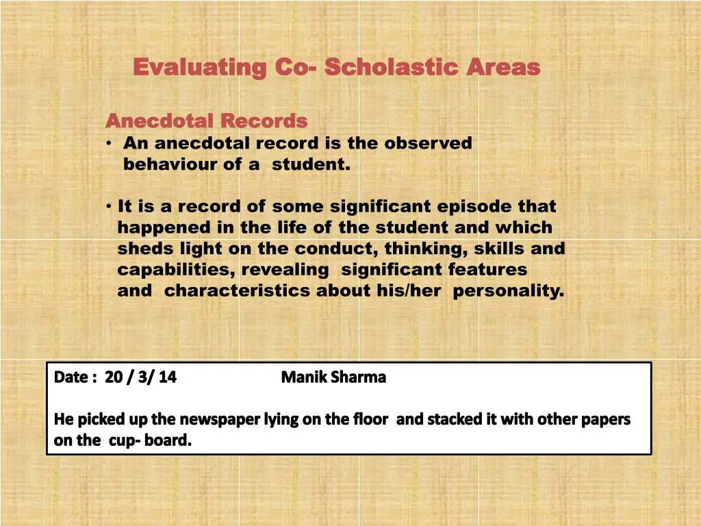 evaluating co evaluating co scholastic areas