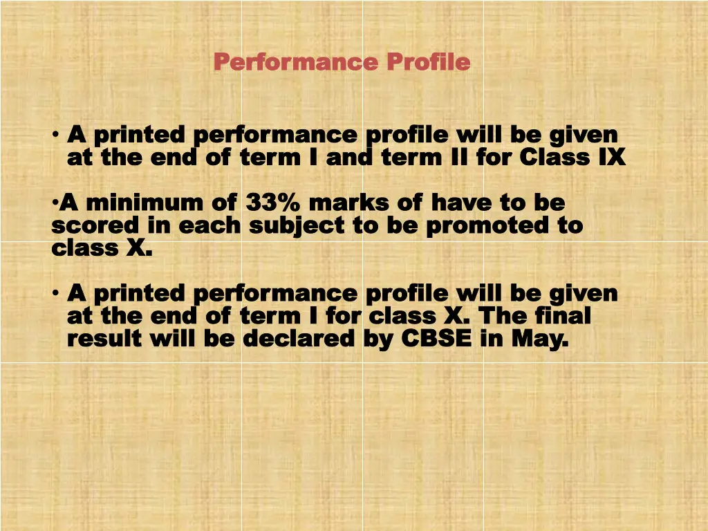 performance profile performance profile