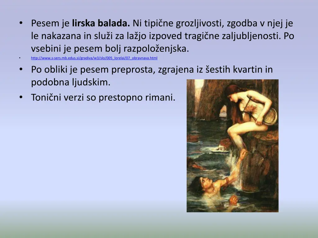 pesem je lirska balada ni tipi ne grozljivosti