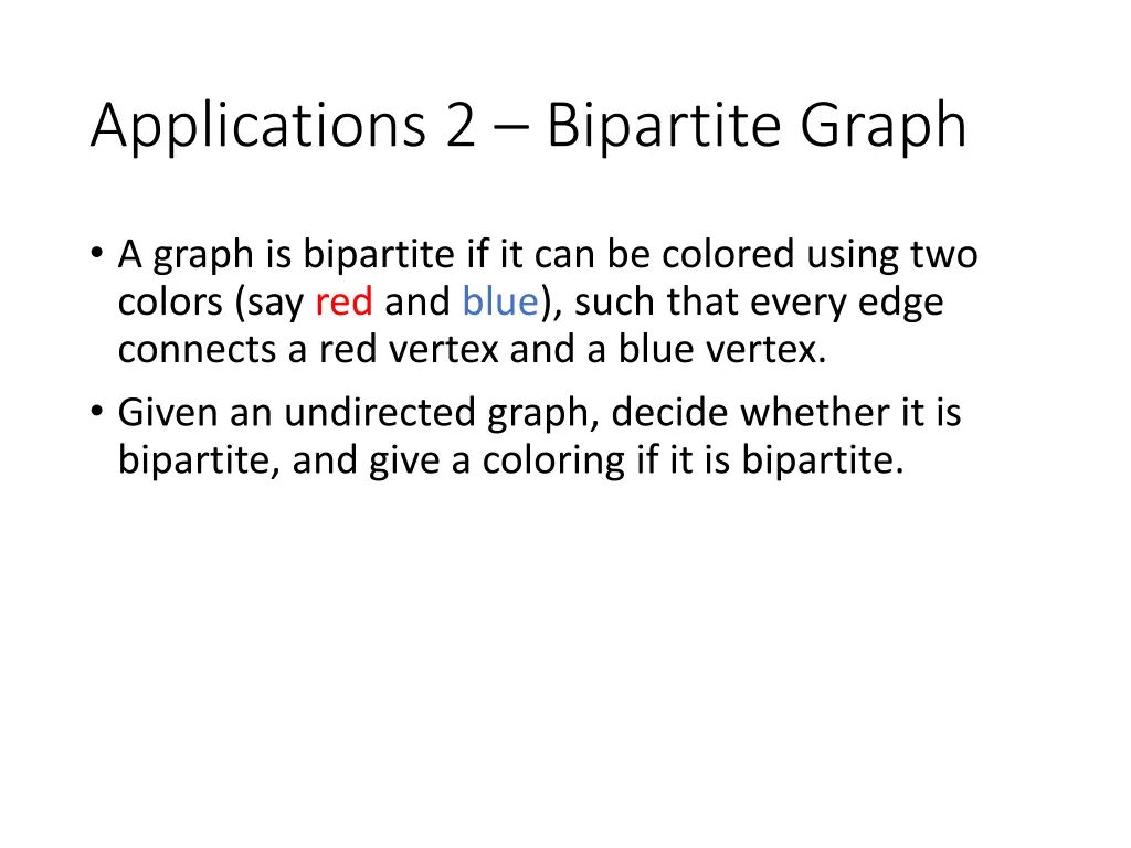 applications 2 bipartite graph