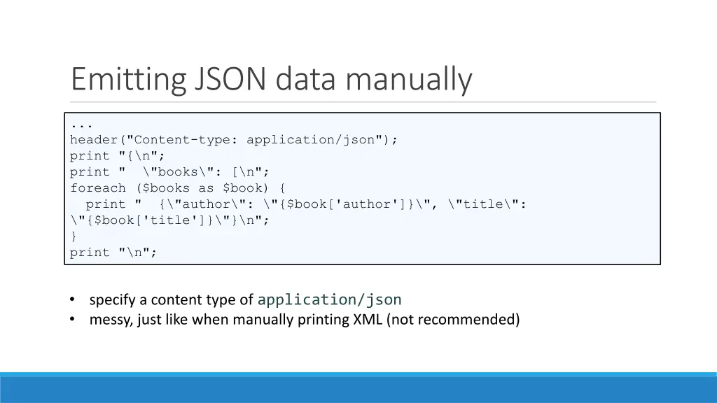 emitting json data manually