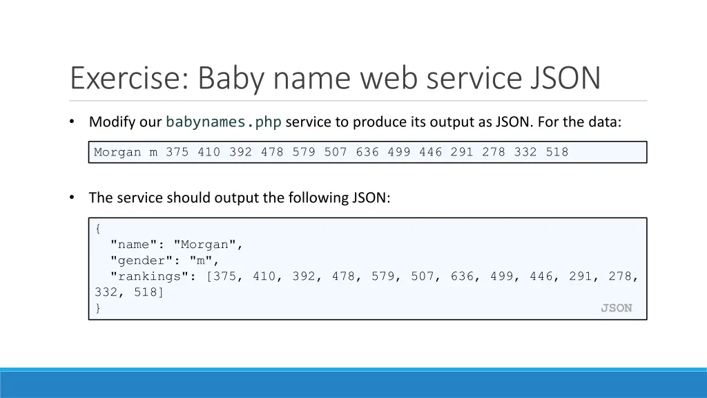 exercise baby name web service json