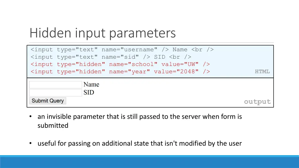 hidden input parameters