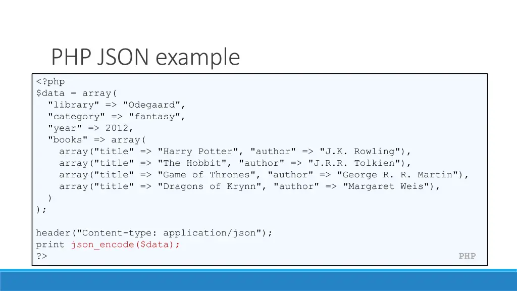 php json example php data array library odegaard