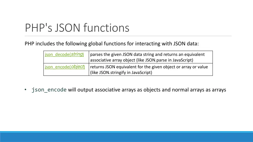 php s json functions