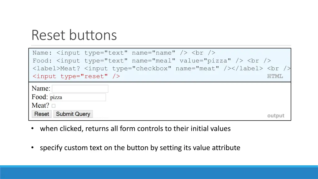 reset buttons