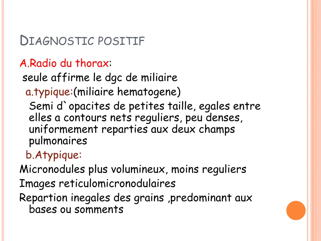 d iagnostic positif