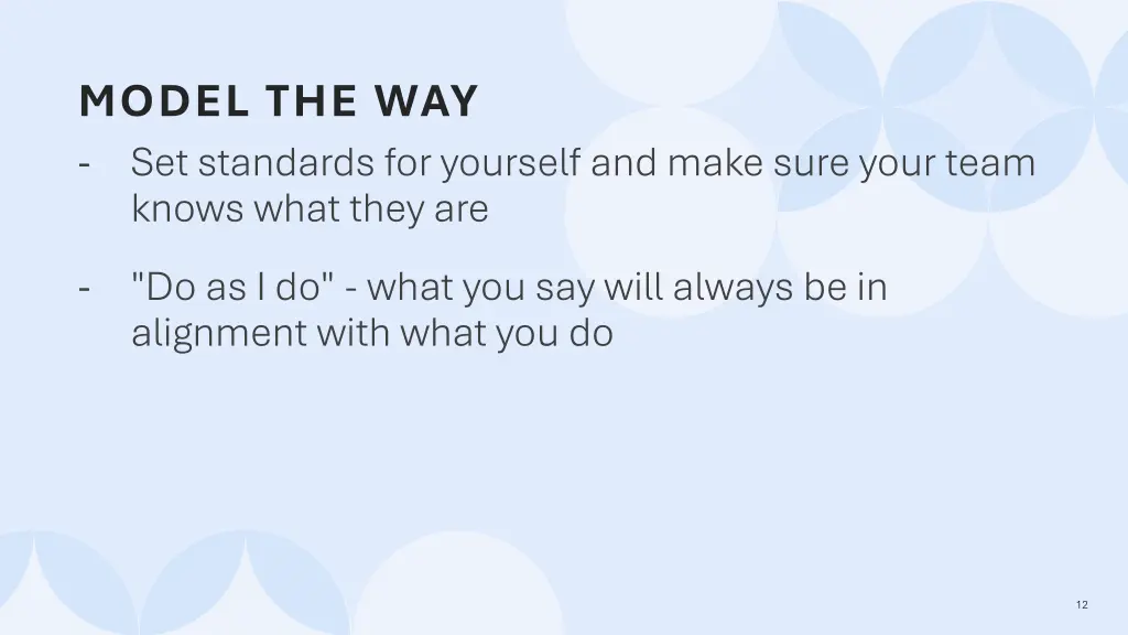 model the way set standards for yourself and make