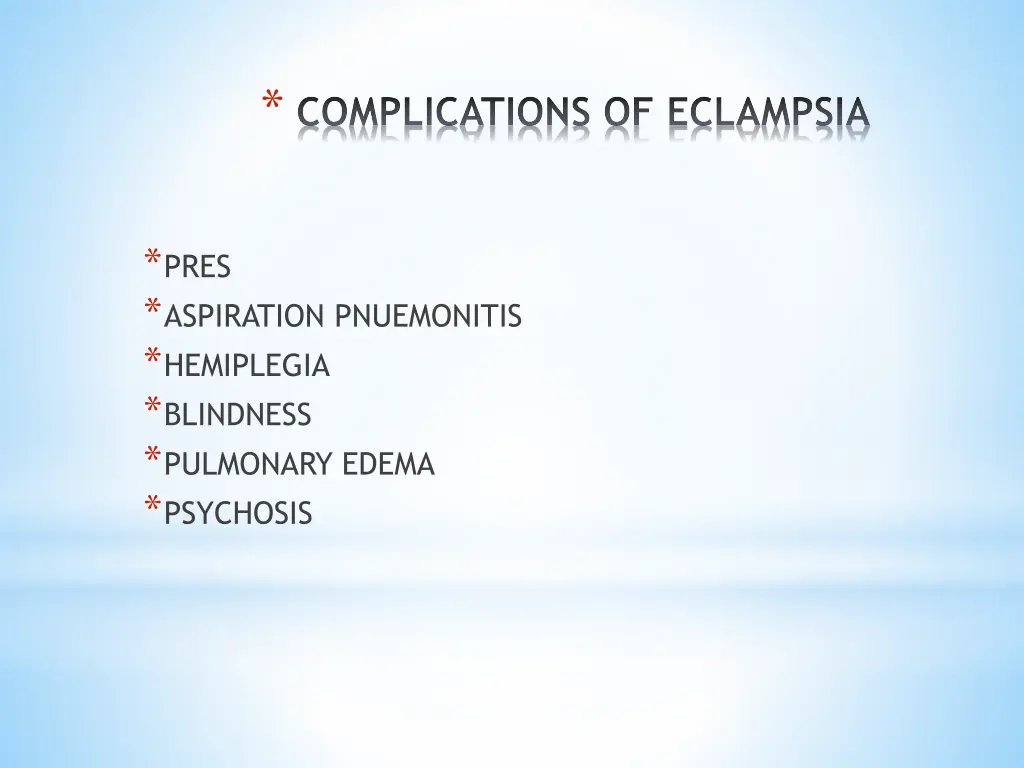 complications of eclampsia