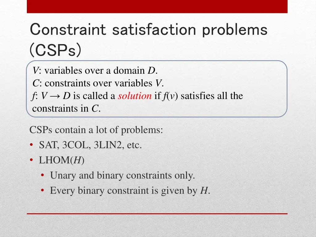 constraint satisfaction problems csps