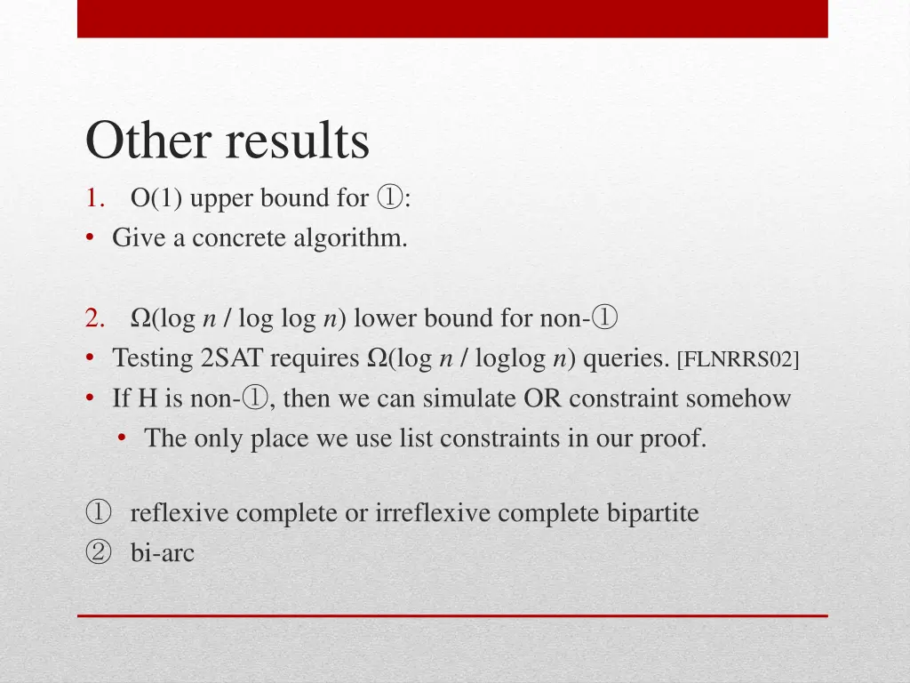 other results 1 o 1 upper bound for give