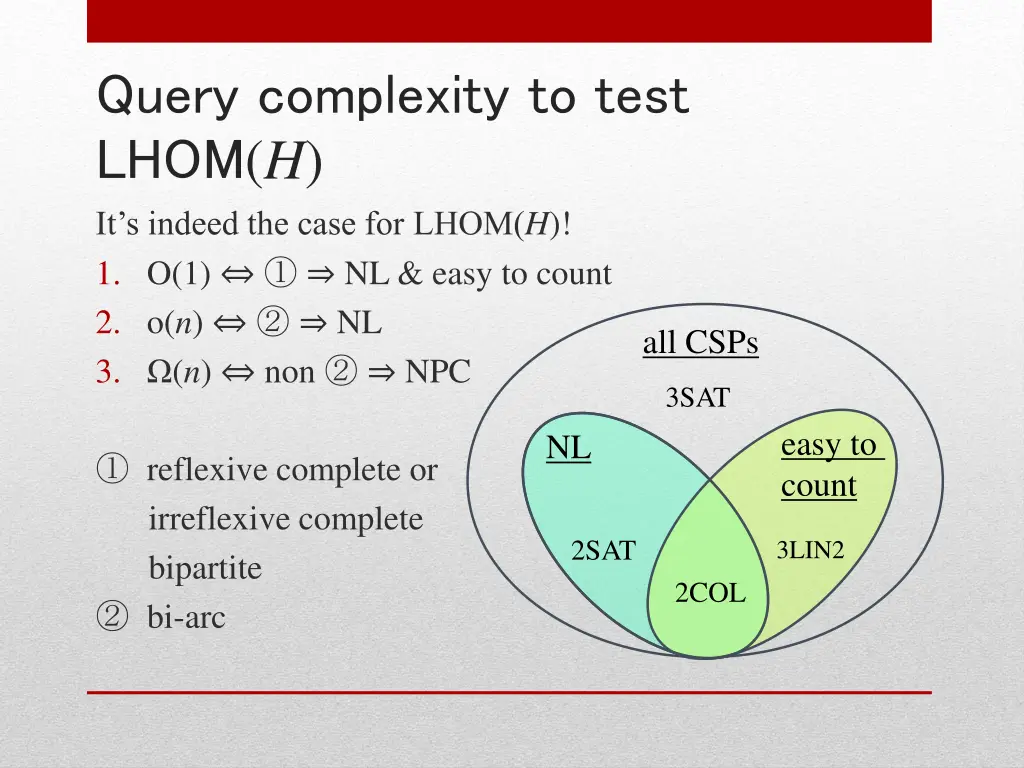 query complexity to test lhom h it s indeed