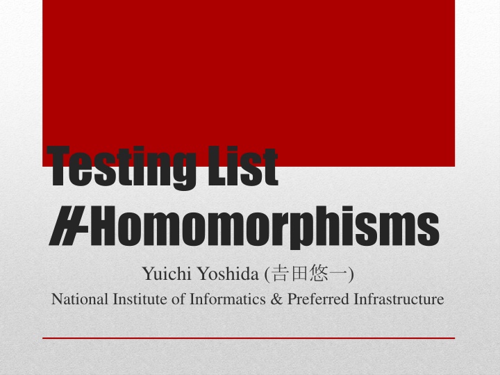 testing list h homomorphisms yuichi yoshida
