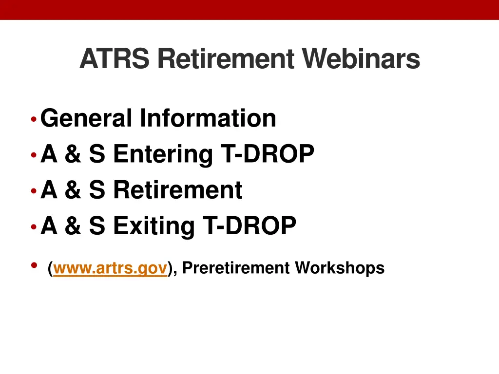 atrs retirement webinars