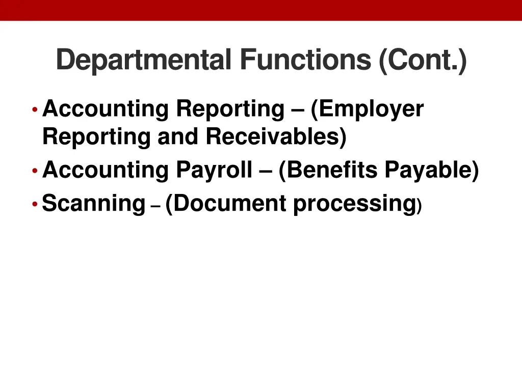 departmental functions cont