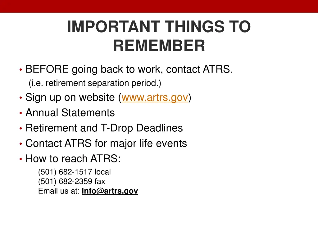 important things to remember