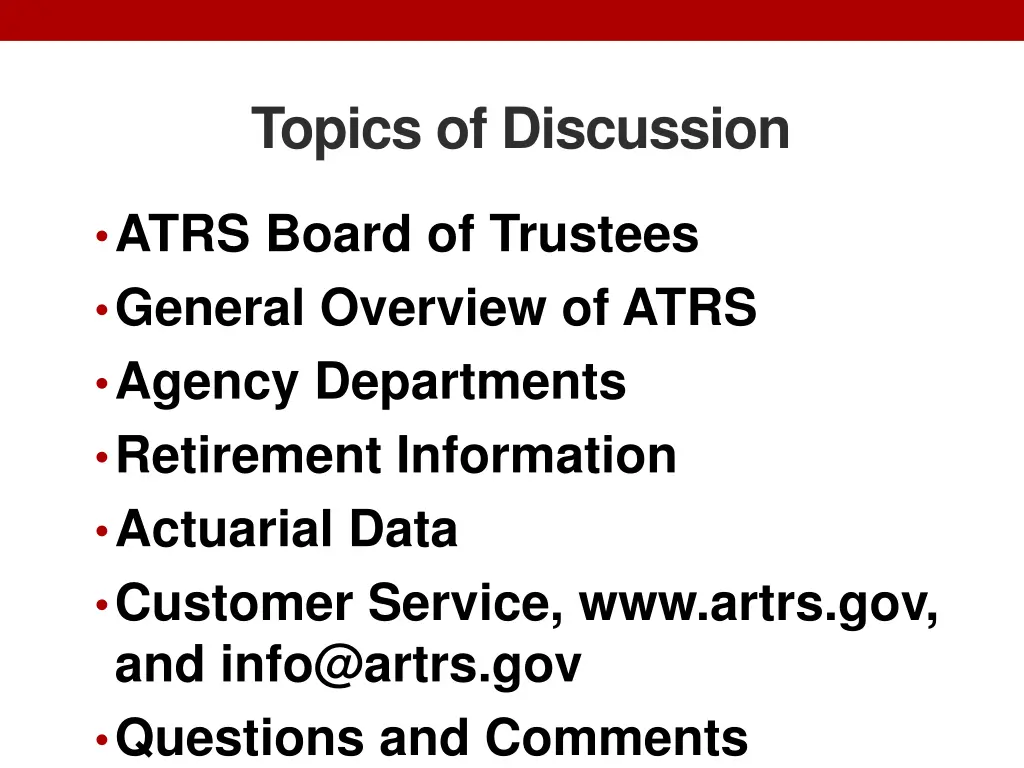 topics of discussion