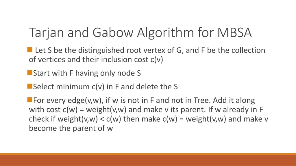 tarjan and gabow algorithm for mbsa
