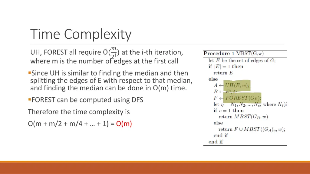 time complexity uh forest all require o where