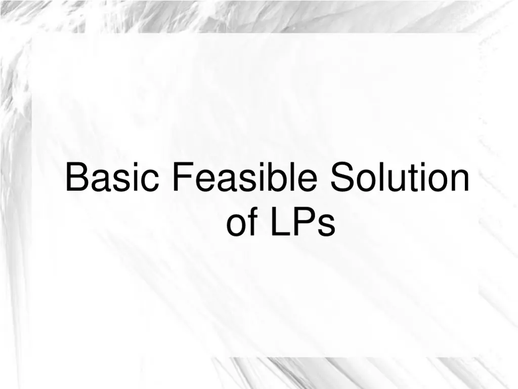 basic feasible solution of lps