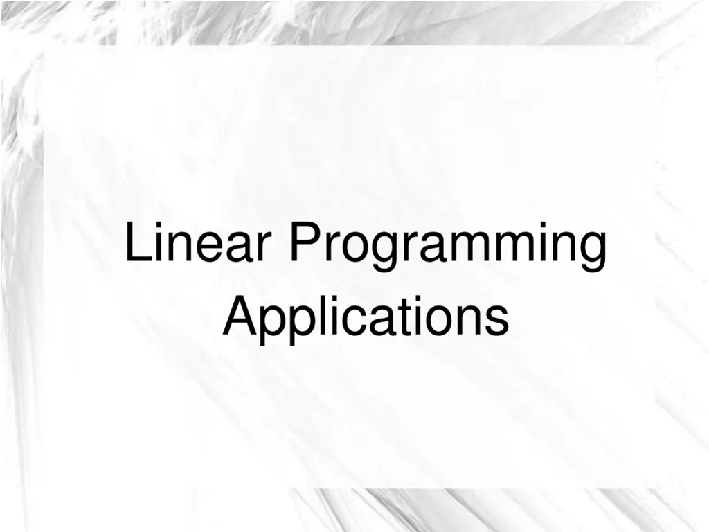 linear programming applications