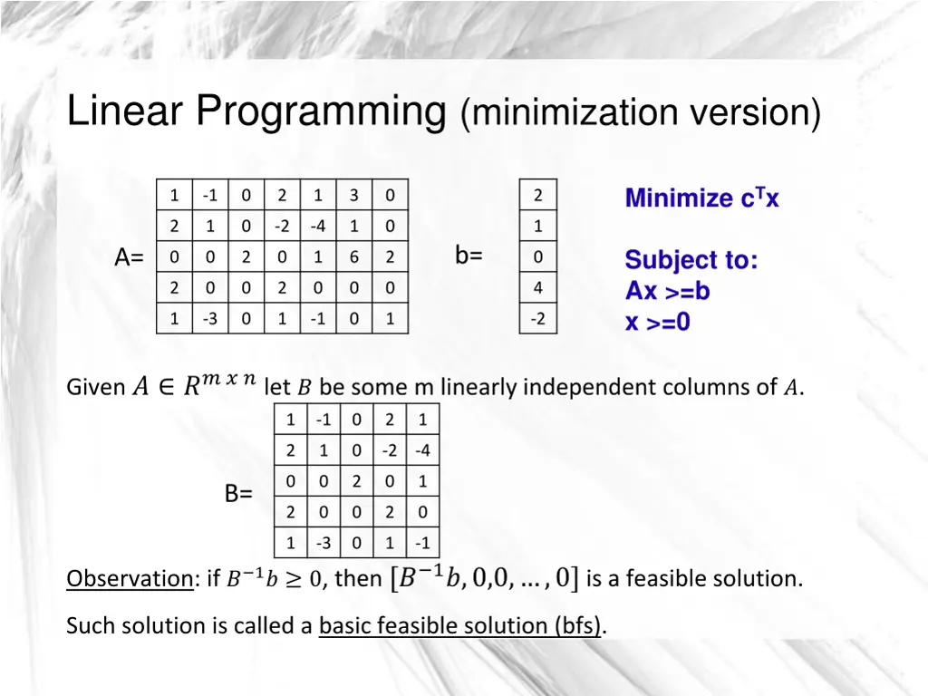 linear programming minimization version 1