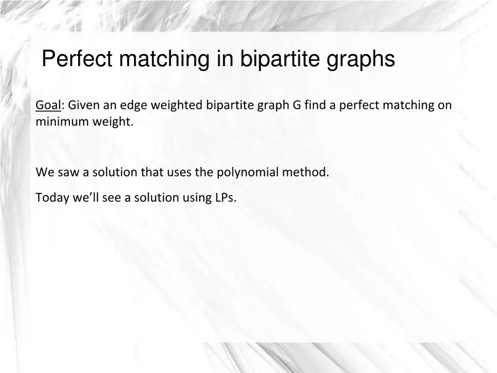 perfect matching in bipartite graphs