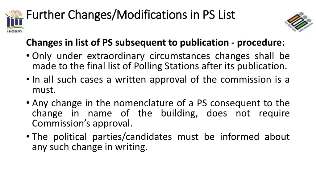 further changes modifications in ps list further