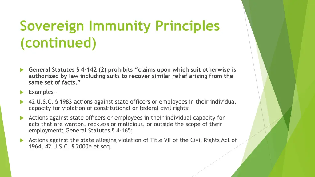 sovereign immunity principles continued
